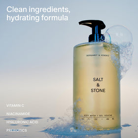Salt & Stone being poured into dispenser for economical refill and less waste