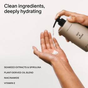 Salt & Stone pump close-up with lotion texture for fast absorption