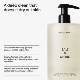 Salt & Stone pump dispensing gel showing easy use and controlled portioning benefit