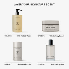 Salt & Stone outdoors scene evoking warm woody Santal & Vetiver scent