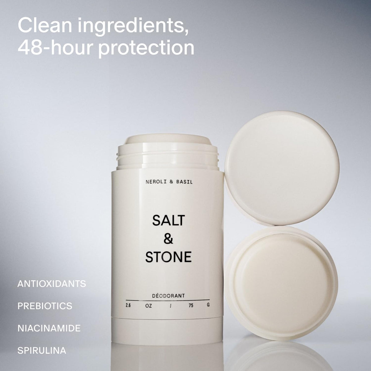 Salt & Stone stick texture close-up showing smooth glide and clear finish