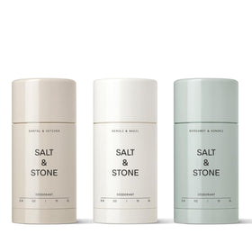Salt & Stone trio front packaging showing three scent sticks and benefits