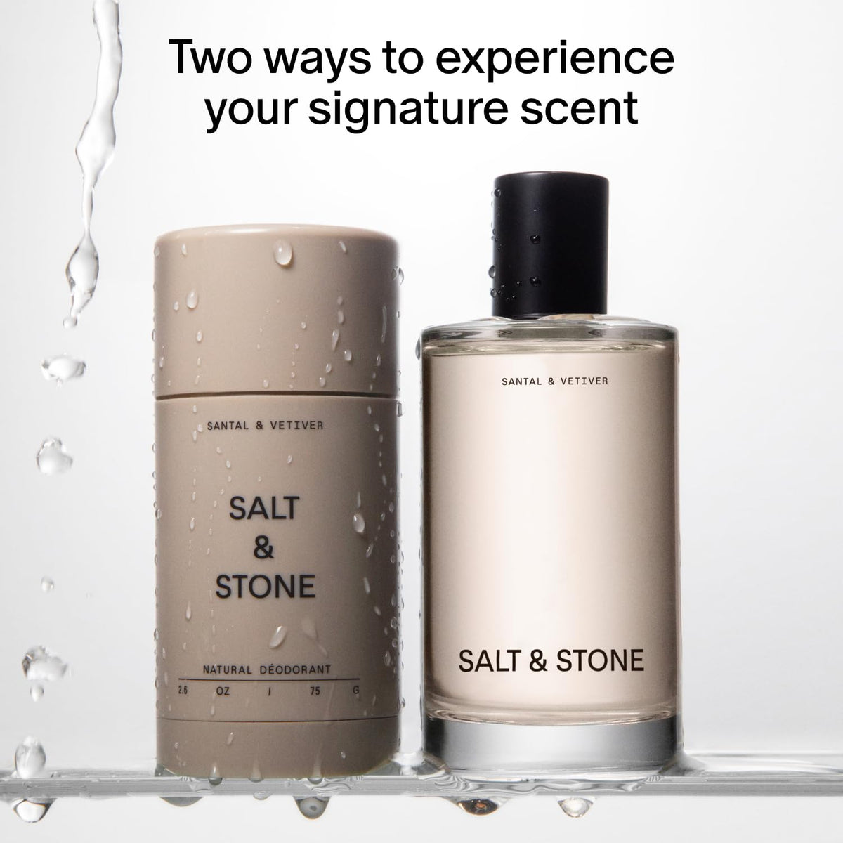 Salt & Stone deodorant stick close-up demonstrating smooth application
