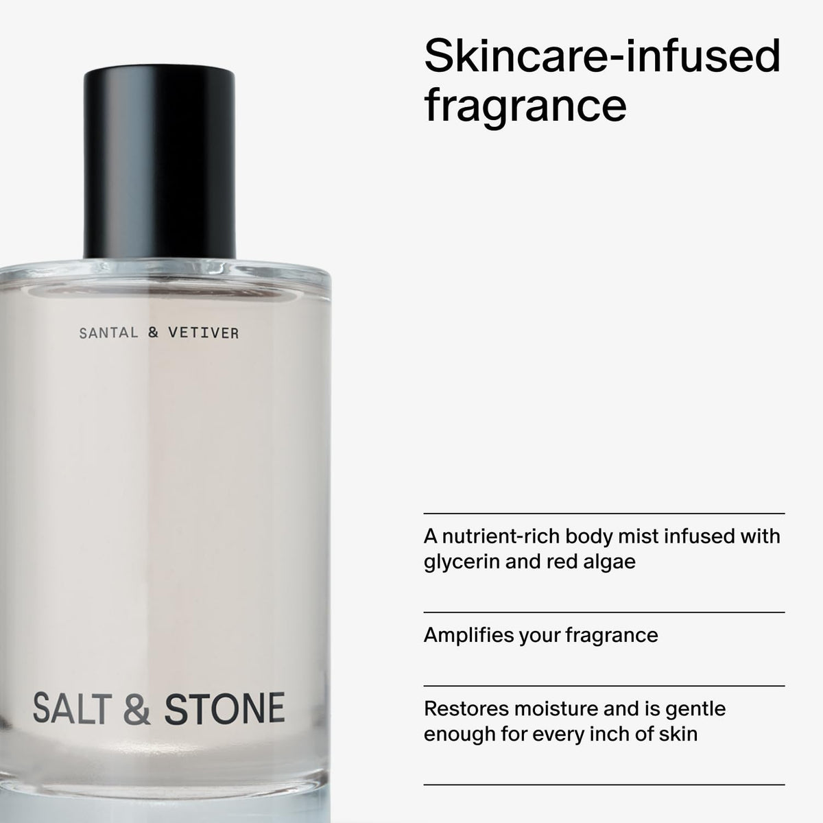 Salt & Stone product next to hand indicating compact size and portability