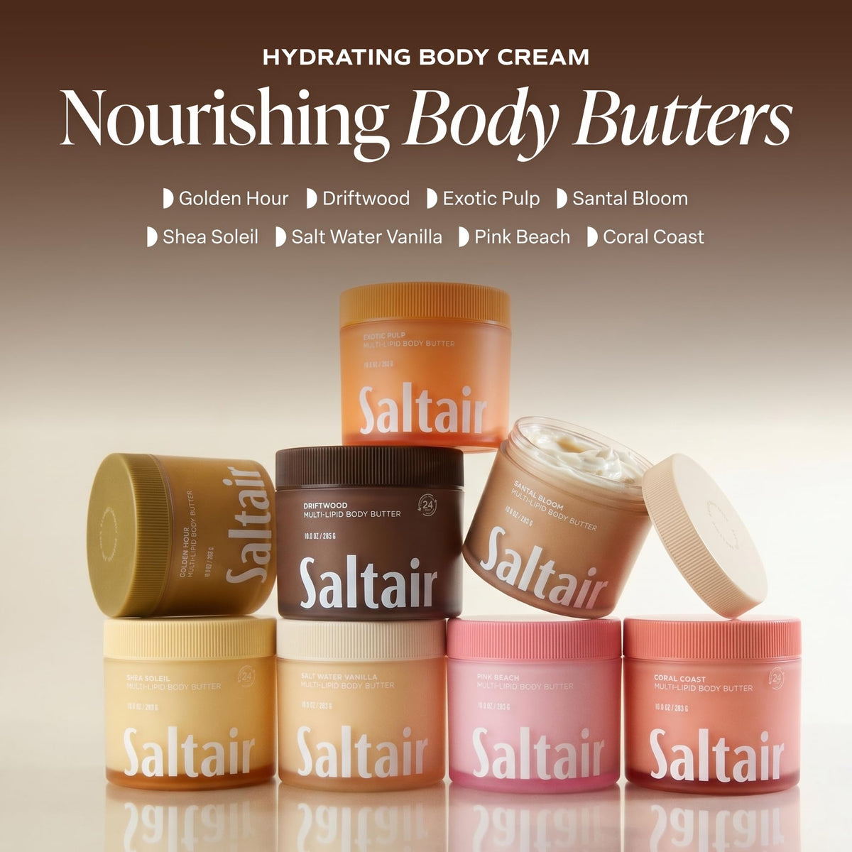Saltair being applied to forearm demonstrating immediate smoothing and moisturized appearance