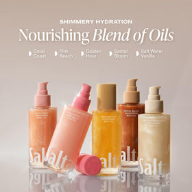 Saltair oil being massaged onto damp skin for enhanced hydration benefit