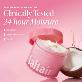 Close-up of Saltair body butter texture highlighting creamy hydration