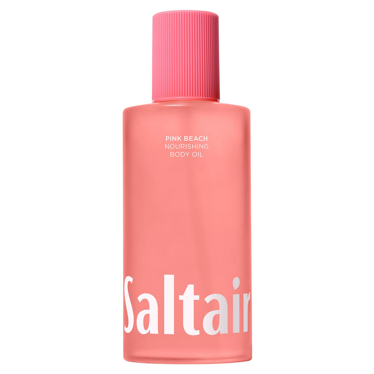 Saltair front view of pink beach 10oz bottle showing product benefits