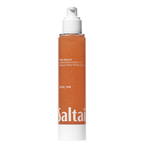 Saltair front pump bottle showing compact travel size and SPF50 protection