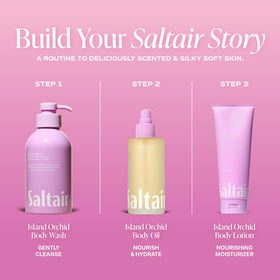 Saltair ingredient display with kukui and moringa highlighting natural nourishment