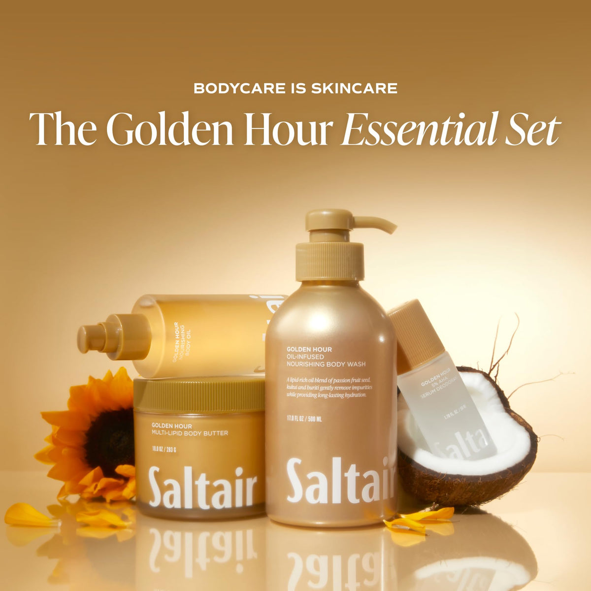 Saltair body oil pump dispensing a drop, controlled dosing and no mess benefit