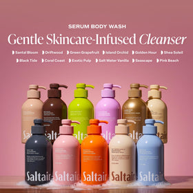 Saltair bottle back label showing ingredient list and transparency benefit