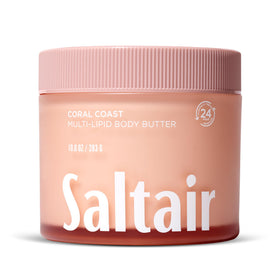 Saltair Coral Coast jar front view showing product and tropical scent benefits