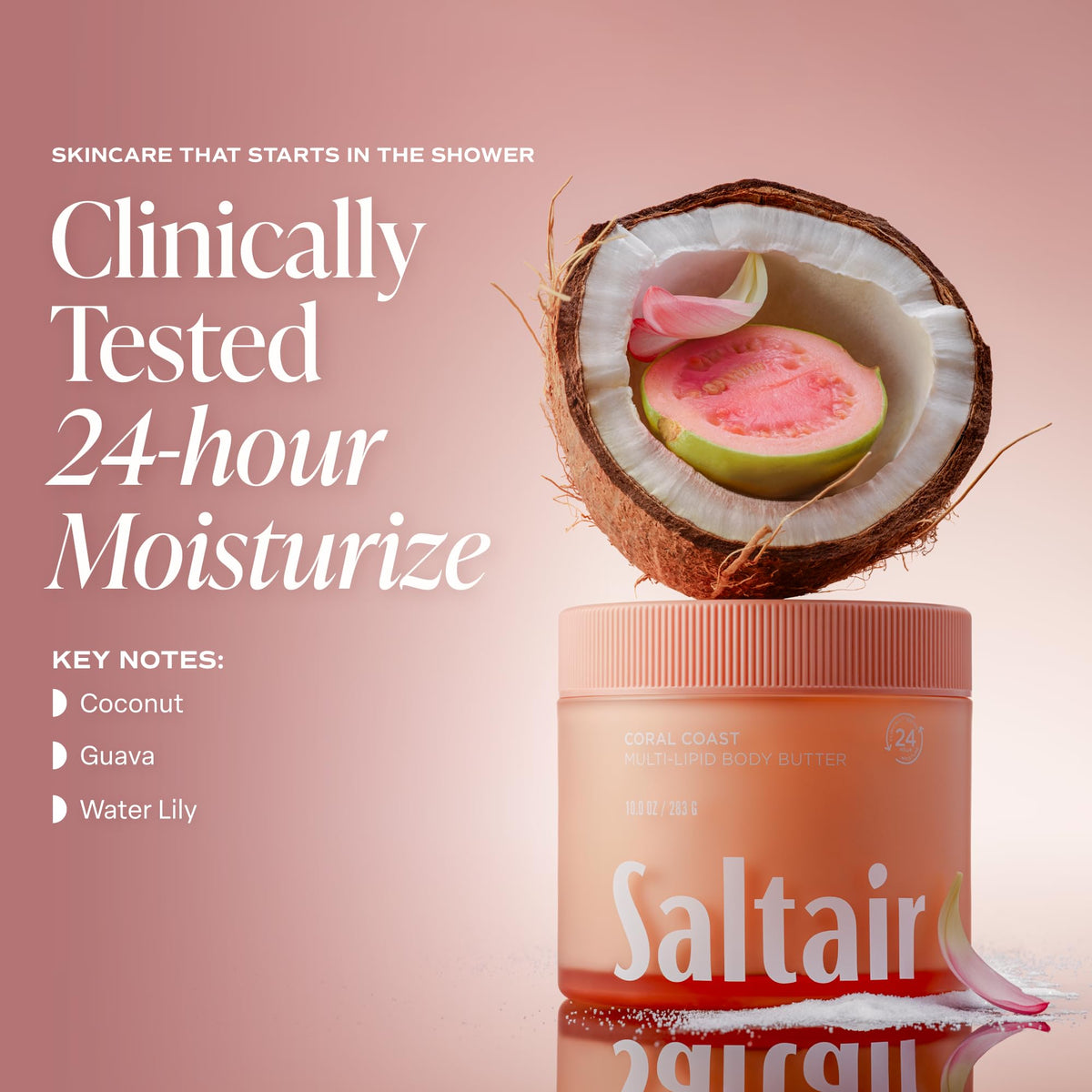 Saltair Coral Coast creamy texture close-up for fast absorption and rich hydration