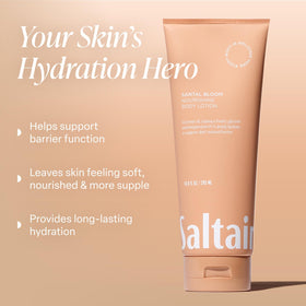 Saltair tube open with cream on fingertip demonstrating smooth, spreadable texture