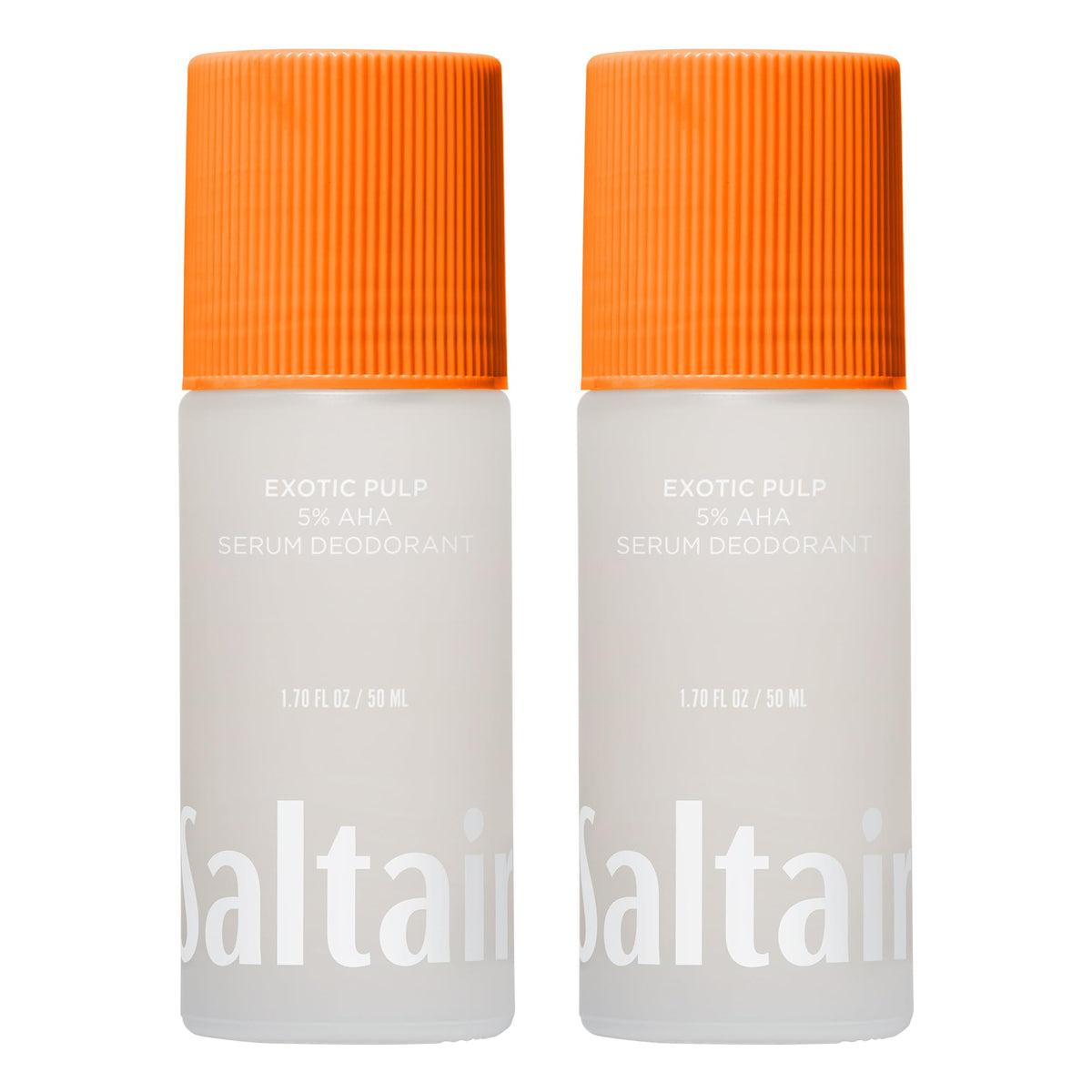 Saltair front packaging showing two roll-on bottles and Exotic Pulp scent benefits