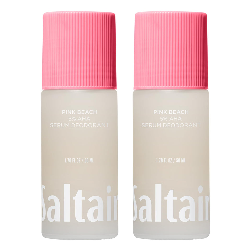Saltair front packaging showing Pink Beach roll-on and travel-ready size