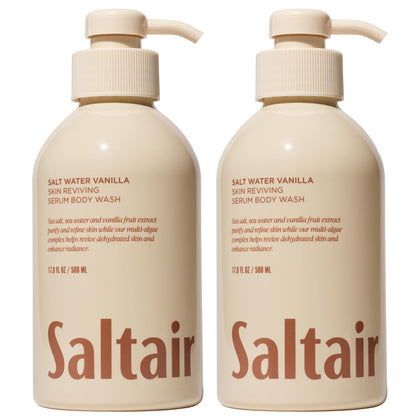Saltair two 17oz bottles front view showing scent and size benefits