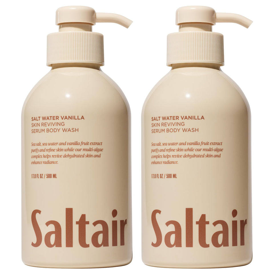 Saltair two 17oz bottles front view showing scent and size benefits