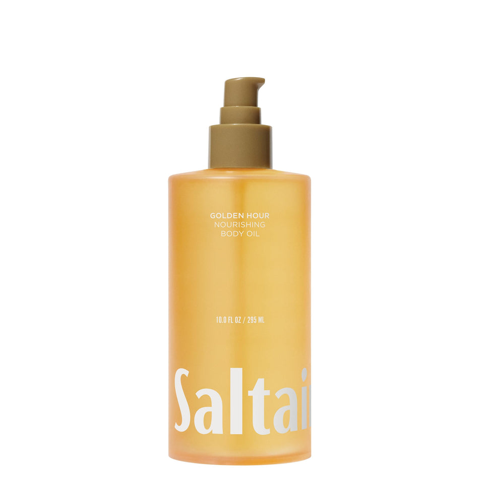 Saltair front packaging of Golden Hour 10oz bottle showing product benefit hydration