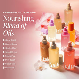 Saltair oil in hand after shower showing quick absorption and hydrated skin benefit