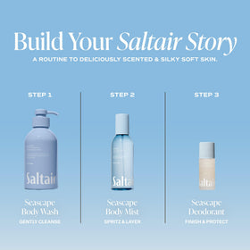Saltair bottle in hand to show scale and portability for on-the-go freshness benefit