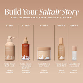 Saltair ingredient bottles Kukui Cacay Squalane showing nourishing benefits
