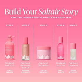 Saltair ingredient display with kukui cacay squalane emphasizing nourishment