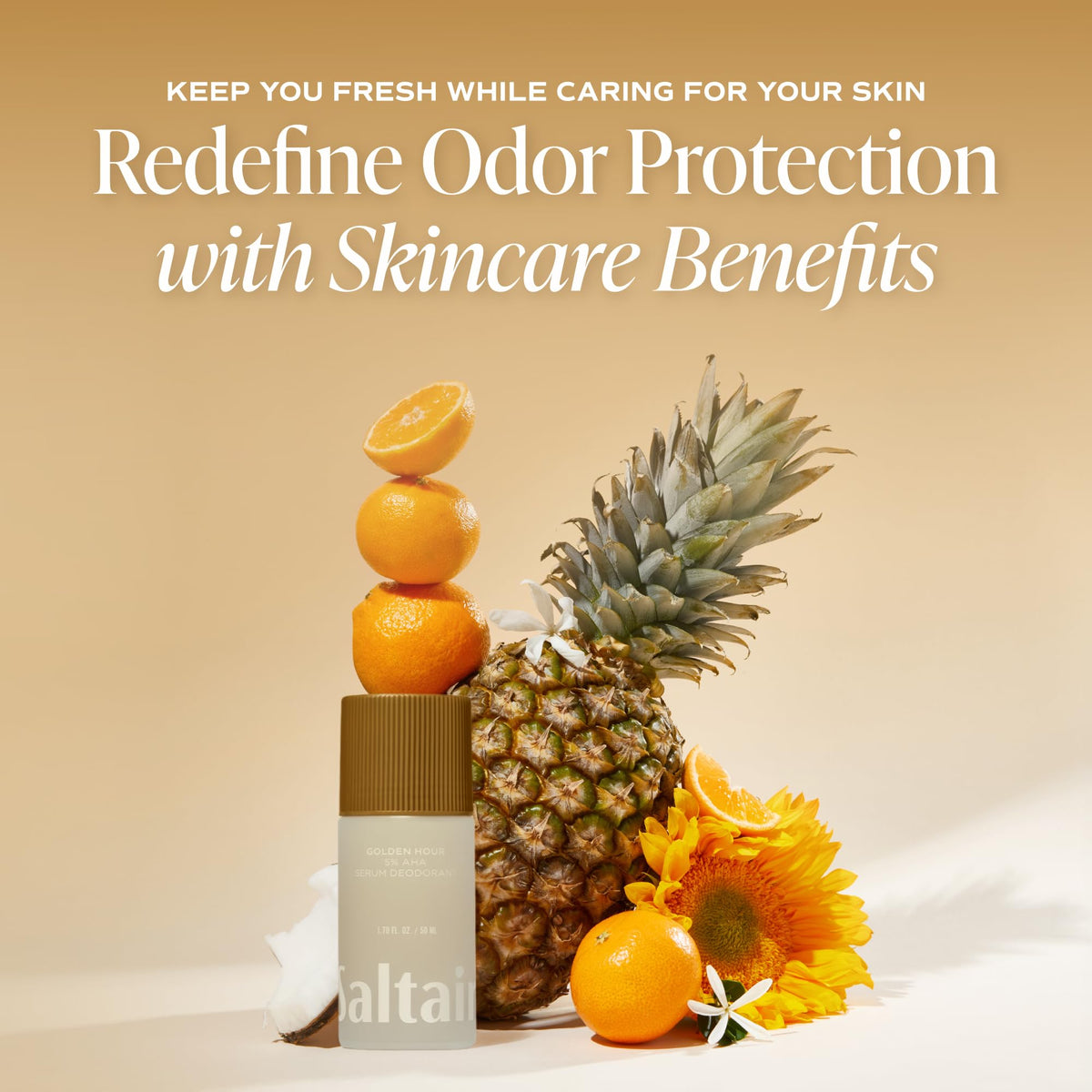 Saltair ingredient label close-up showing AHA and niacinamide benefits