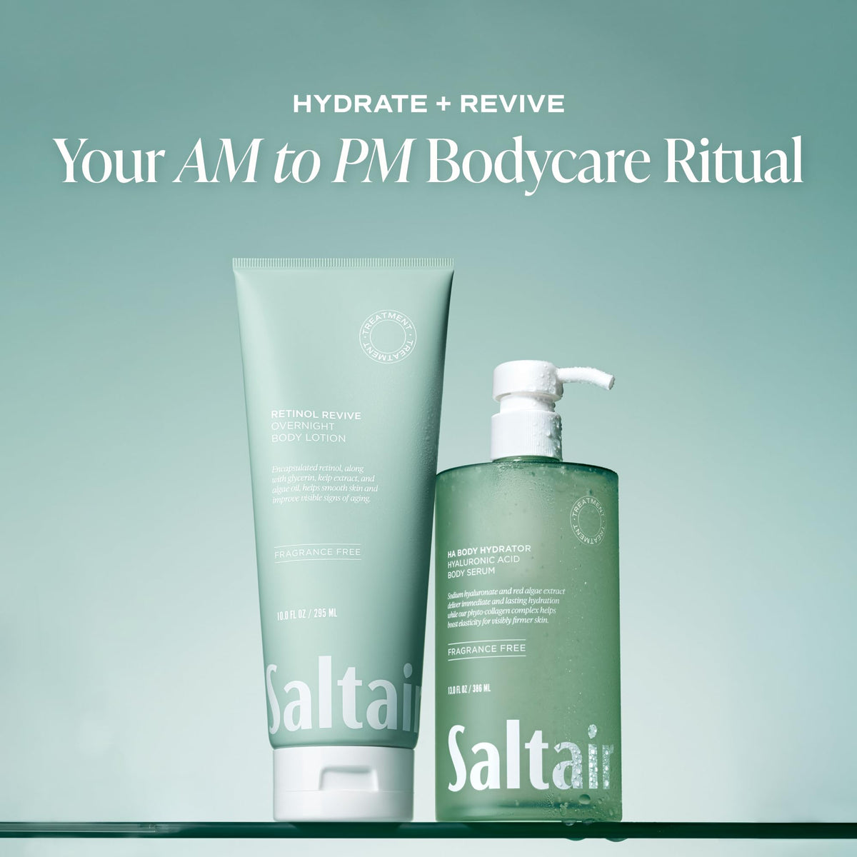 Saltair ingredient label close-up highlighting hyaluronic and red algae transparency