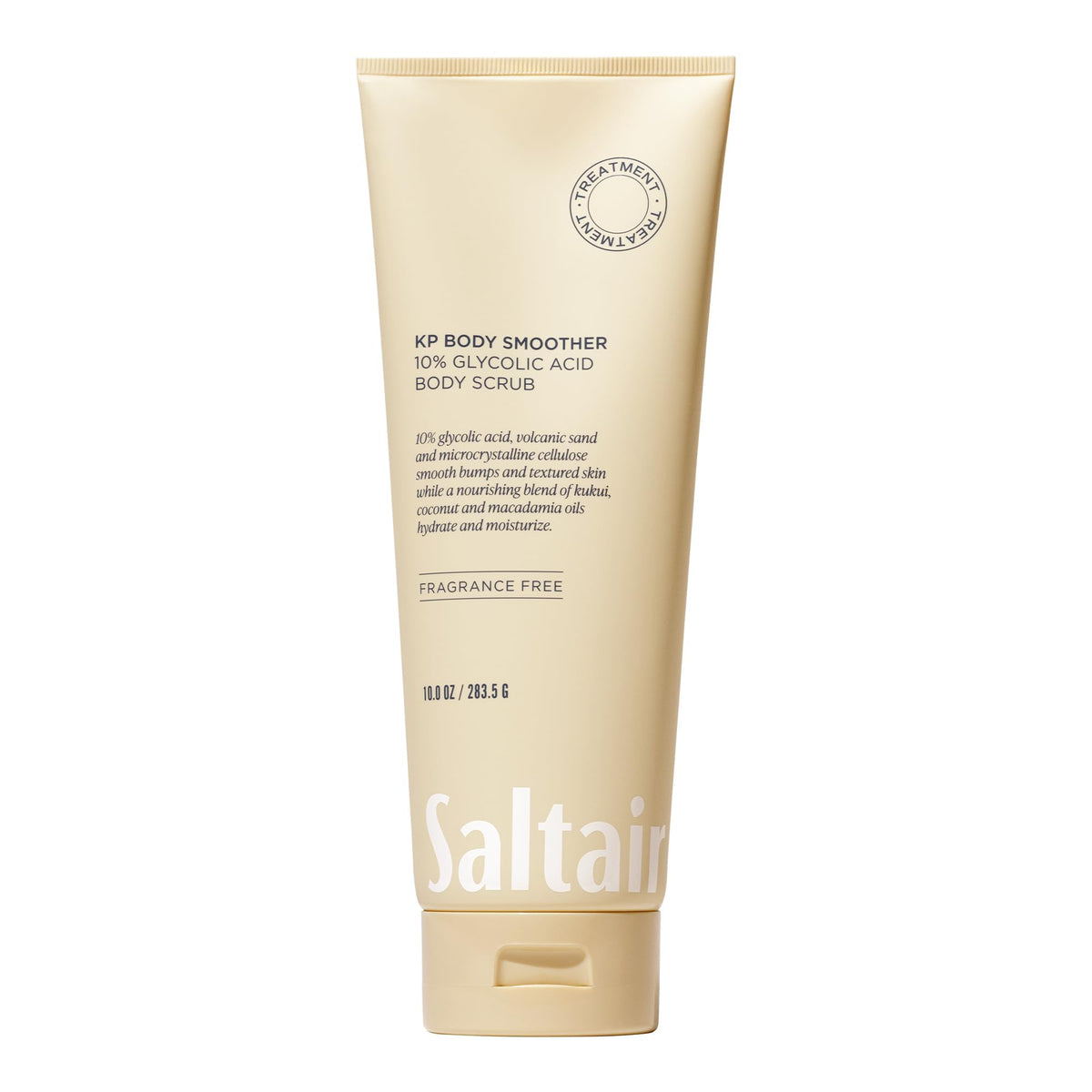 Saltair KP Body Scrub front packaging showing product and size, clear benefits