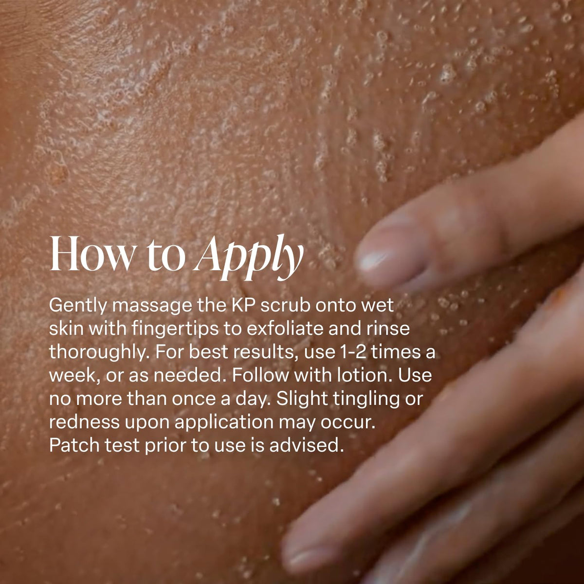 Saltair KP Body Scrub applied in hand demonstrating easy massage and spreadability