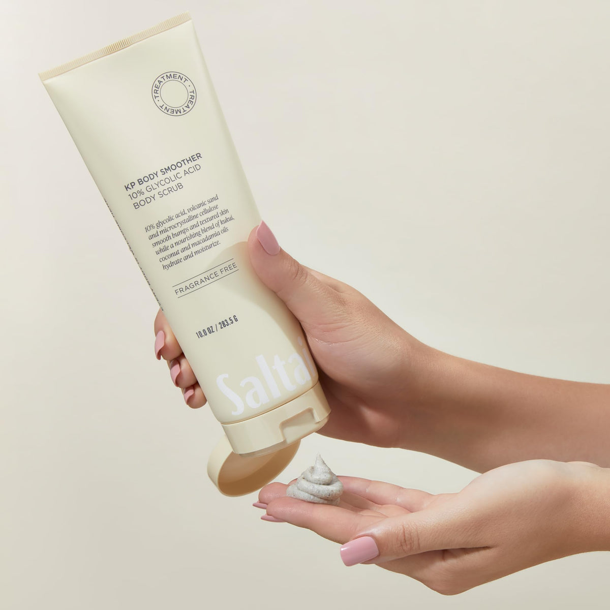 Saltair product label close-up showing glycolic acid and usage guidance