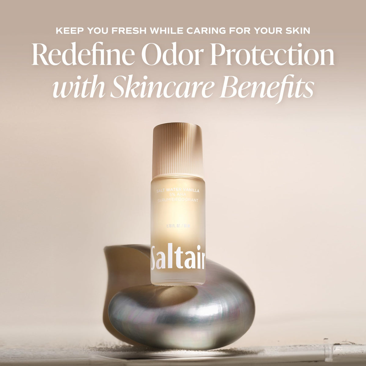 Saltair label ingredient panel highlighting AHAs and niacinamide for gentle exfoliation benefit