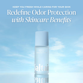 Label close-up showing Saltair ingredients like mandelic and lactic acids for exfoliation benefit