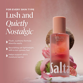 Saltair ingredient label showing kukui, moringa, and squalane for nourishing hydration