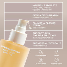 Saltair bottle on beach towel evoking coastal vanilla fragrance benefit