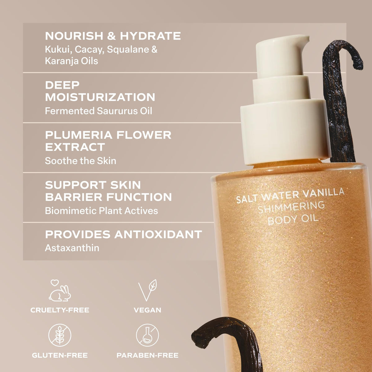 Saltair bottle on beachside vanity invoking ocean-inspired fragrance benefit