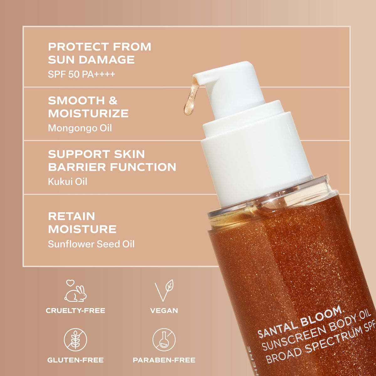 Saltair oil absorbed into skin showing dewy finish and moisturized look benefit