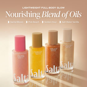 Saltair oil in palms being warmed for fast absorption and hydration