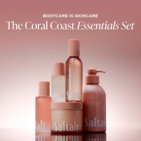 Pump dispensing Saltair shimmering oil into palm demonstrating easy control and no waste
