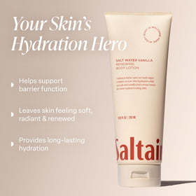 Saltair lotion texture close-up highlighting creamy, fast-absorbing feel