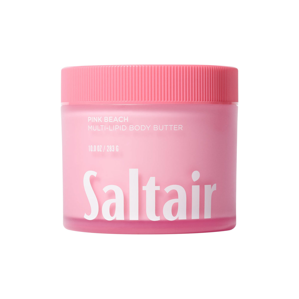 Saltair jar front view showing Pink Beach label and moisturizing benefit