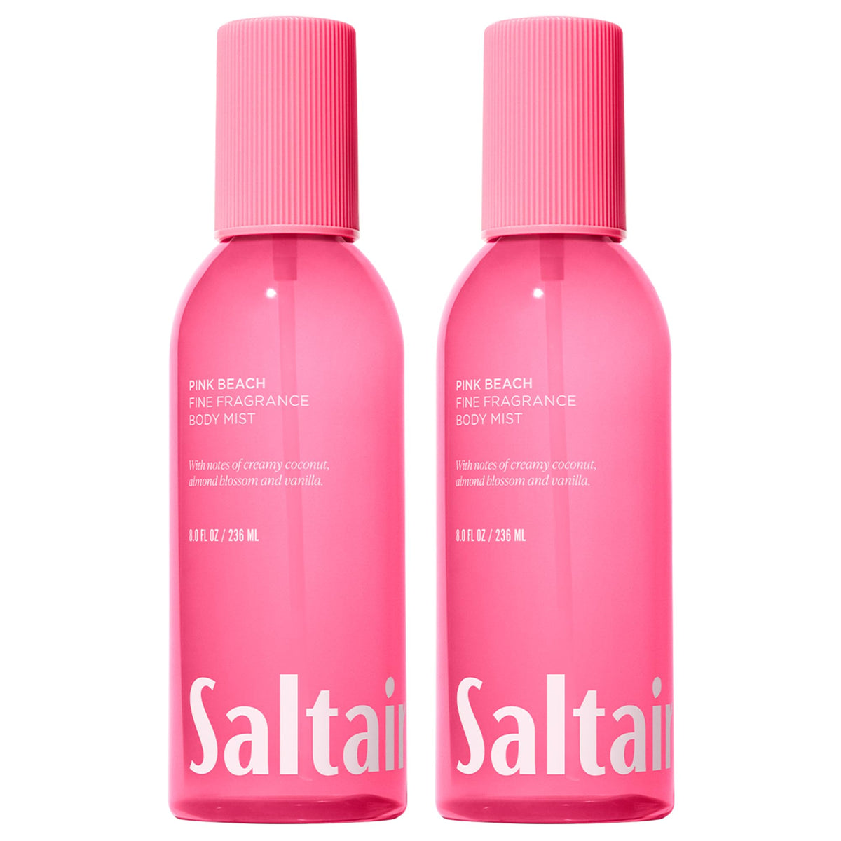 Saltair front packaging showing Pink Beach scent and two bottles for convenience
