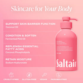 Pink Beach imagery with coconut and vanilla to show Saltair tropical scent inspiration