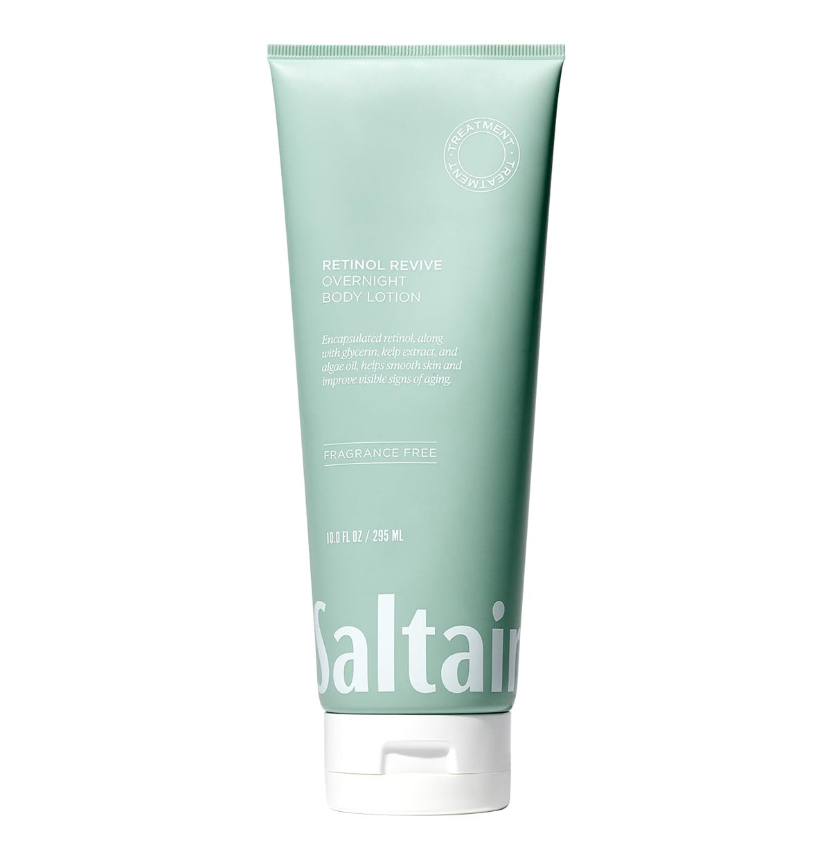 Saltair bottle front view showing pump and product branding for clear identification and trust