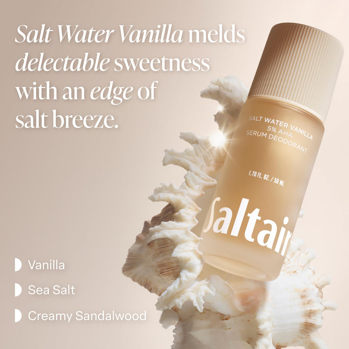Saltair roll-on serum texture close-up showing lightweight glide and quick-dry benefit