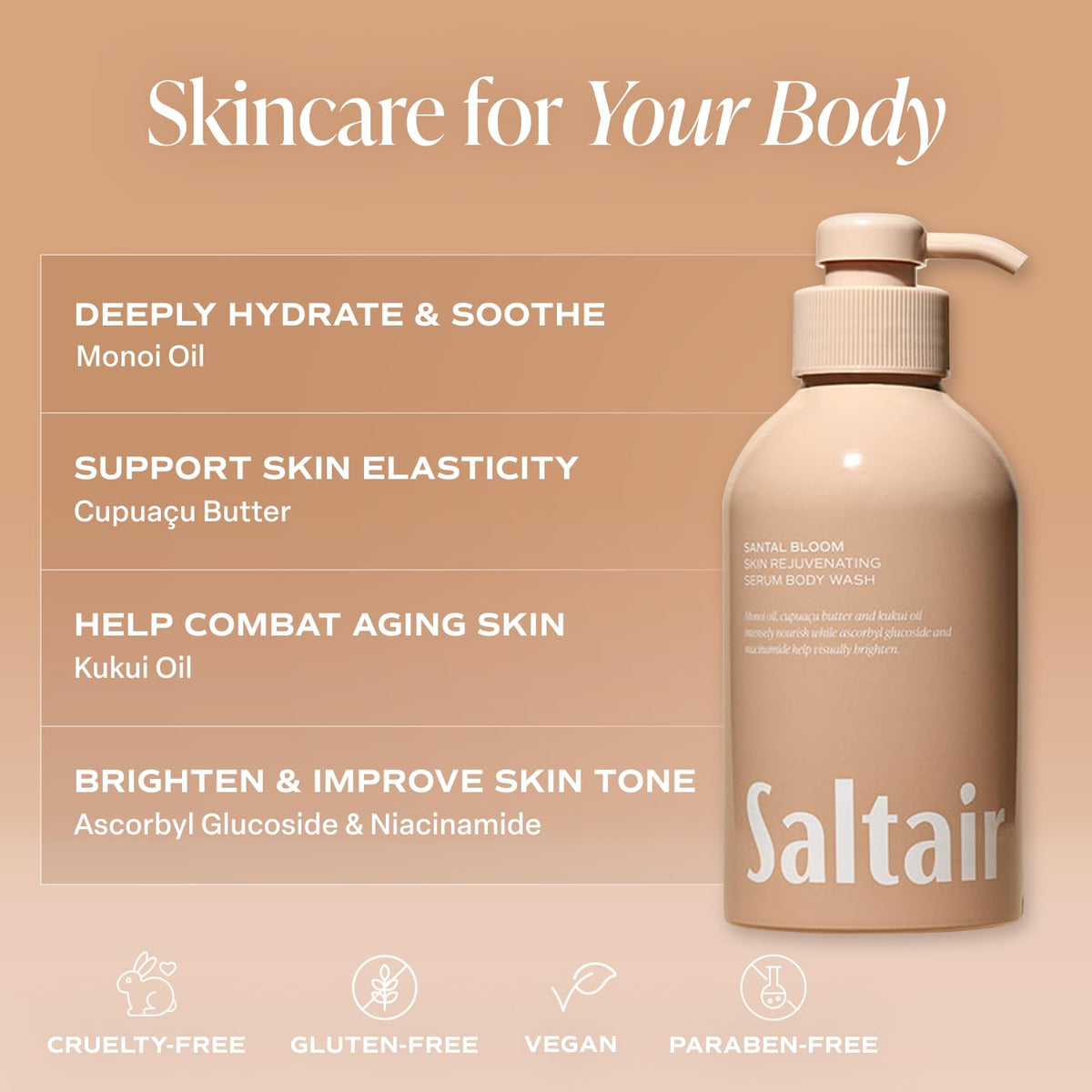 Label close-up of Saltair Santal Bloom highlighting fragrance notes and elegant packaging