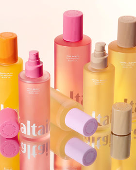 Saltair bottle styled on bathroom vanity with towel, conveying spa-like ritual and elegant scent