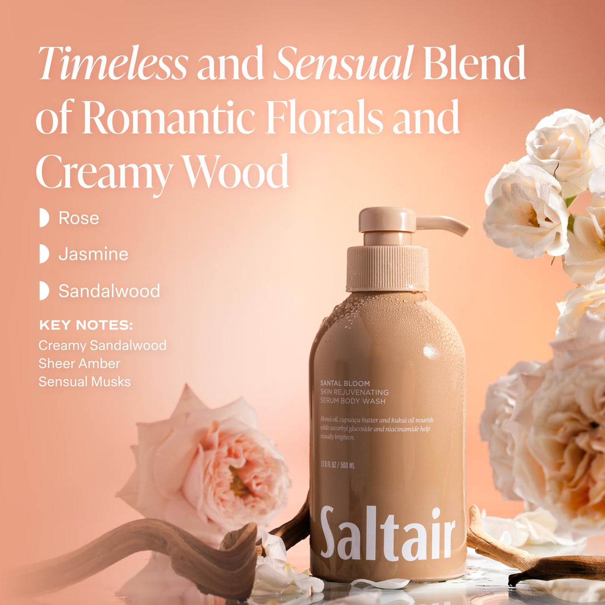 Saltair pump dispenser closeup highlighting easy, no-mess pouring and controlled use